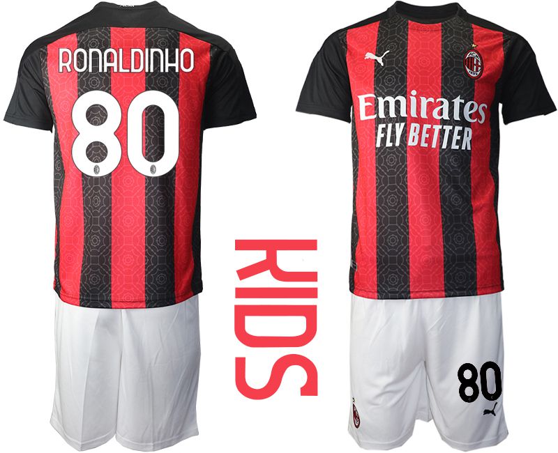 Youth 2020-2021 club AC milan home #80 red Soccer Jerseys->ac milan jersey->Soccer Club Jersey